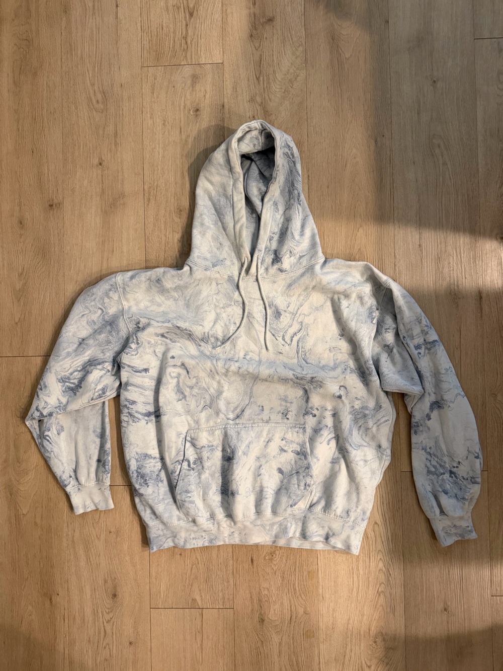 Fashion Nova Light Blue & White/Gray Oversized Marble Hoodie